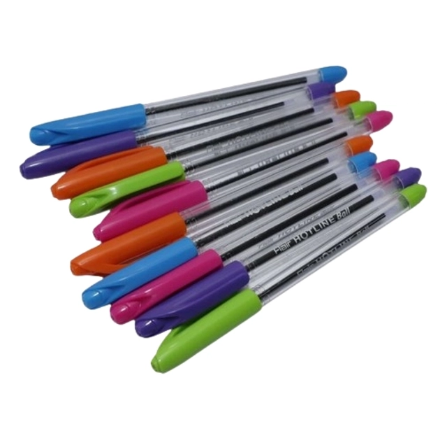 FLAIR Hotline Ball Pens-Blue (10 Pens with Coloured Caps-1+1 Pack)