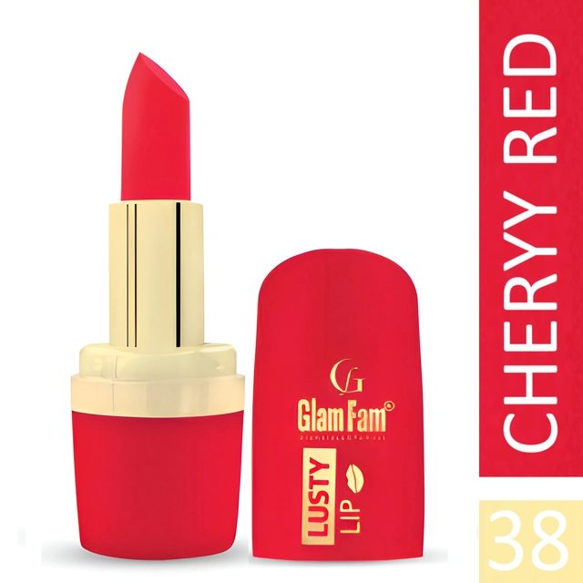 Glam Fam Lusty Matte Lipstick (Cherry Red)