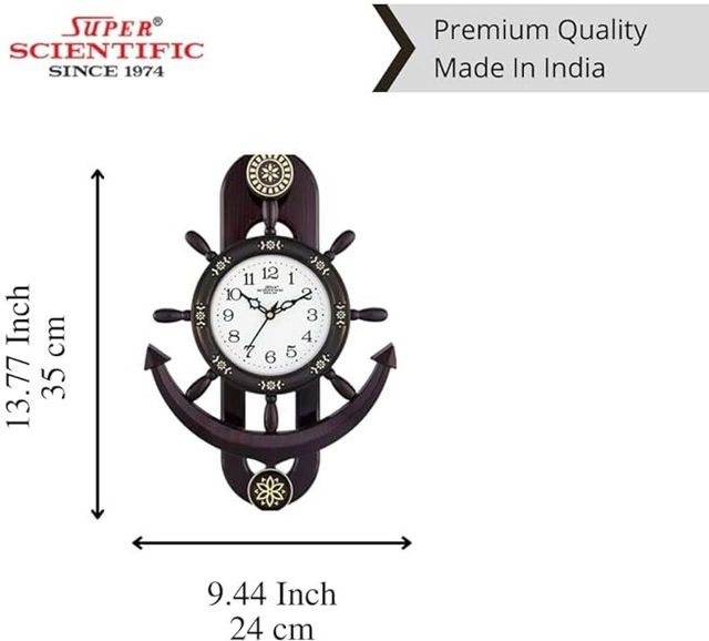 Plastic Pendulam Shape Analog Wall Clock (Brown & White)