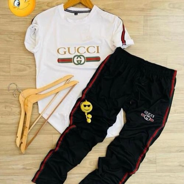 Polyester Printed Tracksuit for Men (White & Black, M)