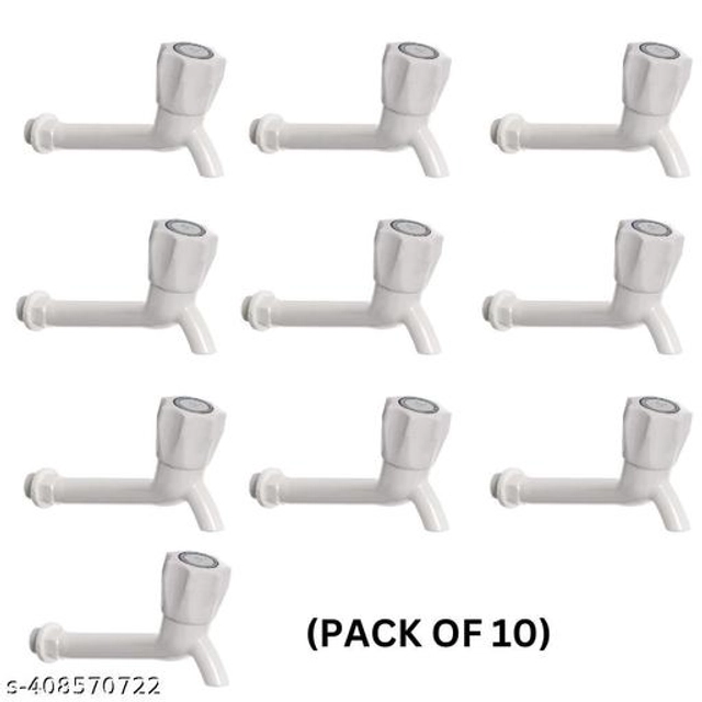 Plastic Long Bib Cock Tap (White, Pack of 10)