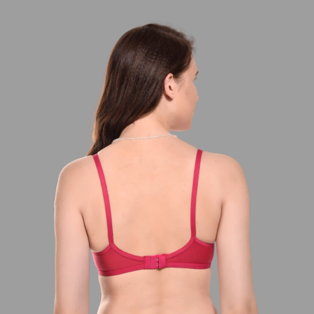 Hosiery Solid Non-Padded Bra for Women (Dark Pink, 28)