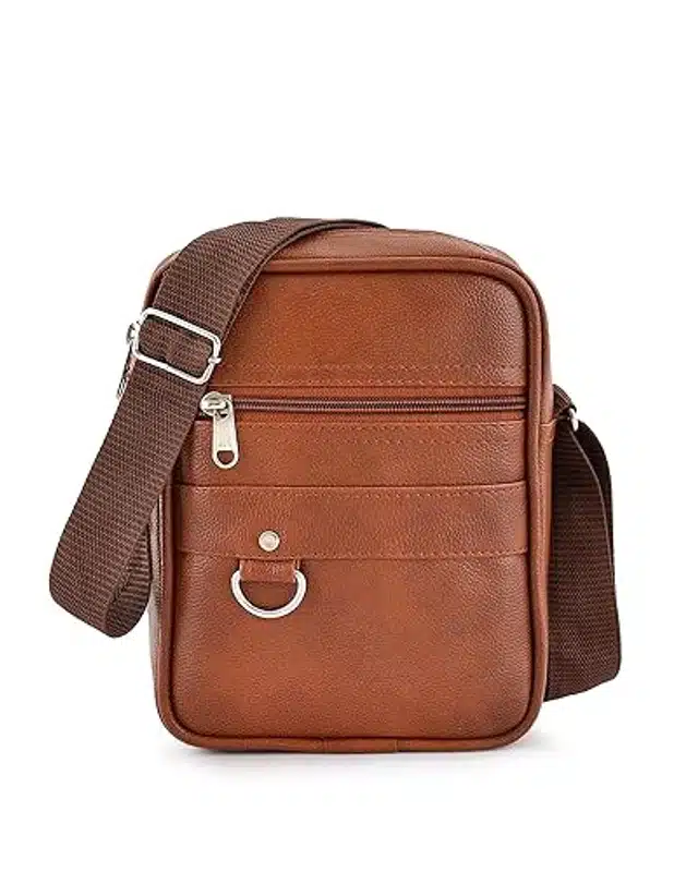 Leather Cross Body Bag for Men (Brown)