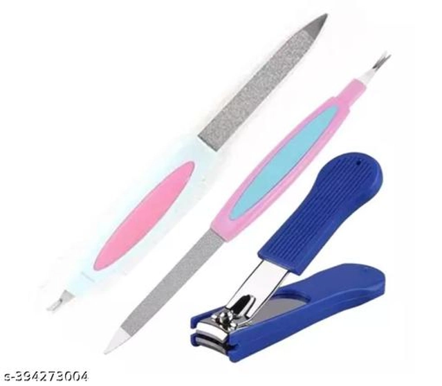 Nail Cutter with Nail Filer (Multicolor, Set of 3)