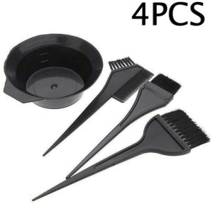 Combo of 3 Pcs Dye Brushes with Mixing Bowl for Hair Colour (Black, Set of 2)