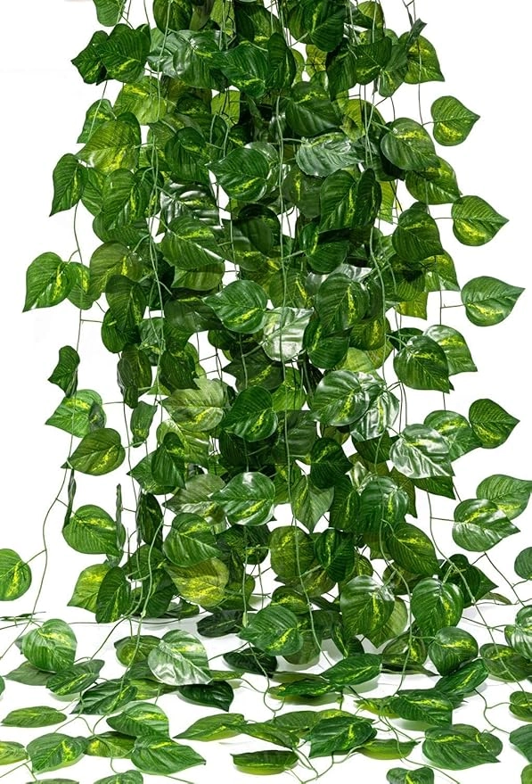 AKP Artificial Creeper Money Plant Leaf Garland (Green, Pack Of 04 Strings,8ft/Per string 30-32 leaves per vine.