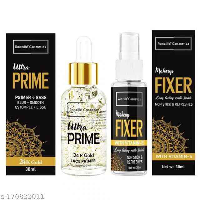 Ronzille 2-in-1 24K Gold Primer & Spray Fixer Face Primer (30 ml, Pack of 2)