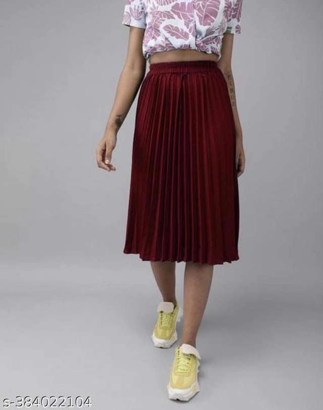 Crepe Skirts for Women (Maroon, 28)