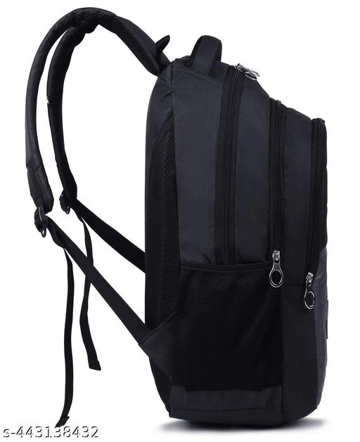 Polyester Backpack for Men & Women (Black & Grey, 35 L)