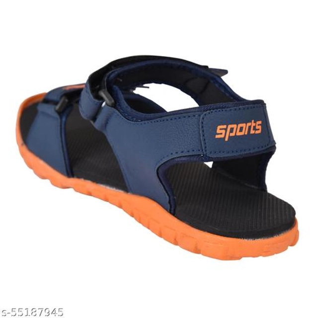 Sandals for Men (Navy Blue & Orange, 6)