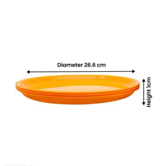 Plastic 6 Pcs Dinner Plates (Yellow, Pack of 6)