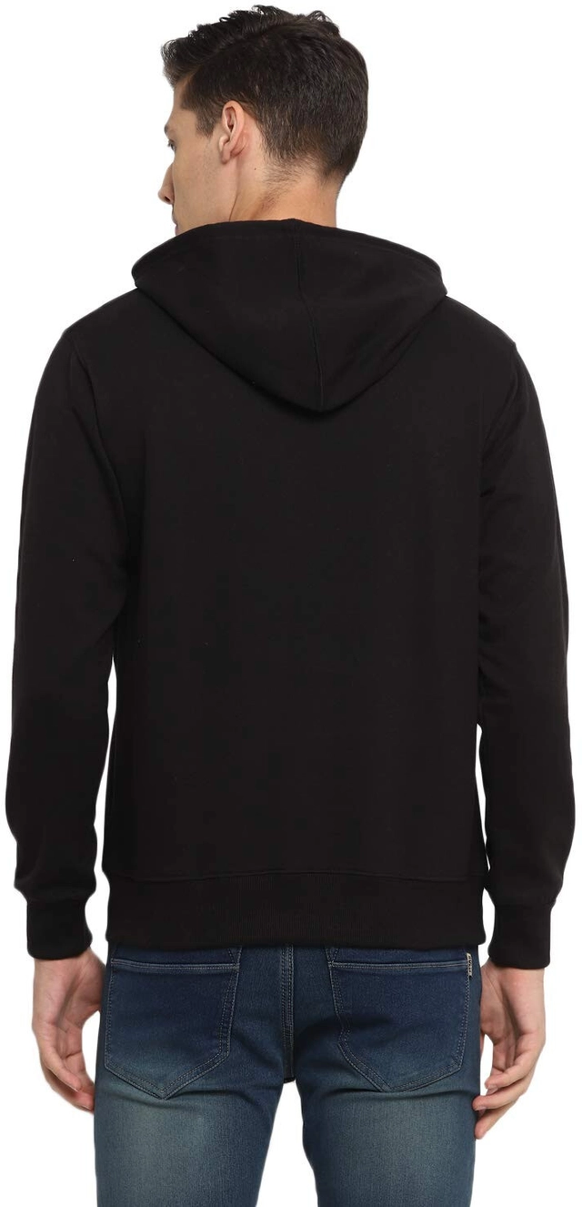 Cotton Blend Solid Hoodie for Men (Black, L)