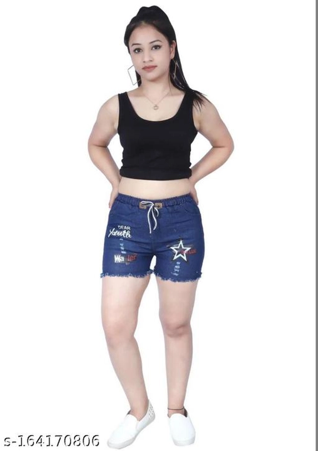 Denim Shorts for Women (Blue, 26)