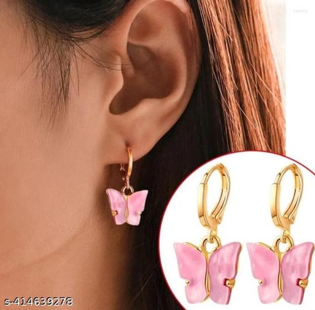 Alloy Earrings for Women (Pink, Set of 1)