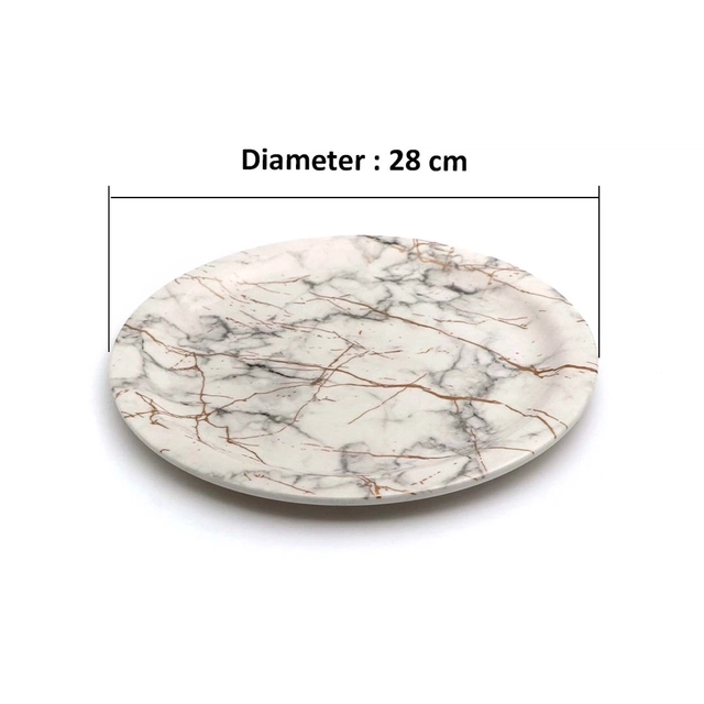 DINE SMART-Melamine Euro Full Plate (White Static, Pack of 2)