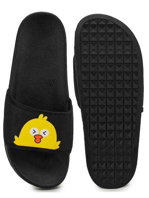 Footox Casual Women Slippers And Flipflops (Black, 6) (FF-17)