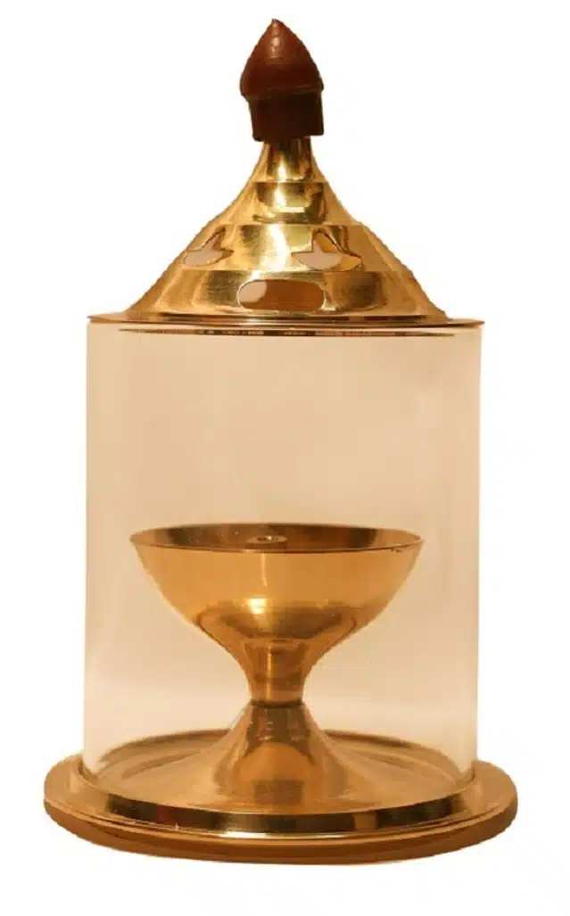Brass Oil Puja Lamp (Gold, 5 inches)