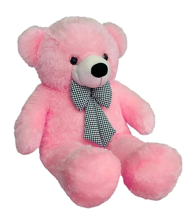 RK LOVELY Stuffed Spongy Cute Teddy Bear with Neck Bow (Pink Color, 2 Feet, Pack of 1)