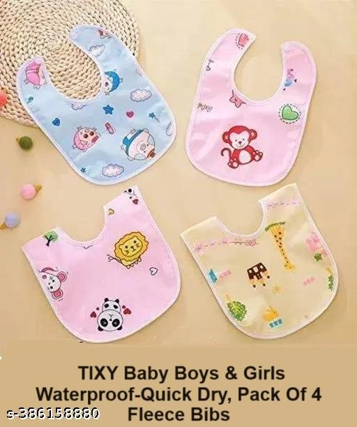 Polycotton Printed Bibs for Baby (Multicolor, Pack of 4)