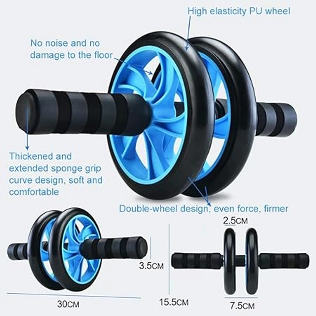 ABS Plastic Ab Wheel Roller for Men & Women (Blue & Black)