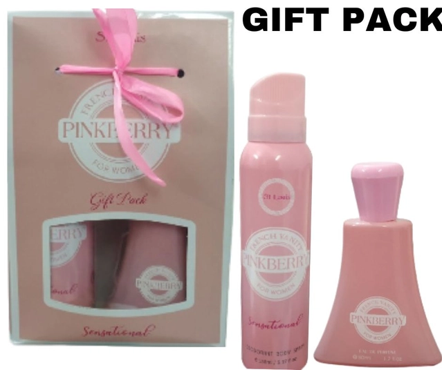 Pinkberry French Perfume (50 ml) with Deodorant (150 ml) for Women (Set of 2)