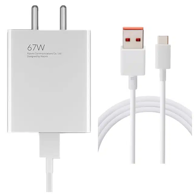 Fast Charging Type C Charger for Xiaomi Redmi Note 12 Pro (white, 67 W)