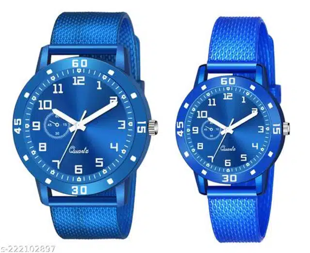 Analog Watch for Couple (Multicolor, Pack of 2)