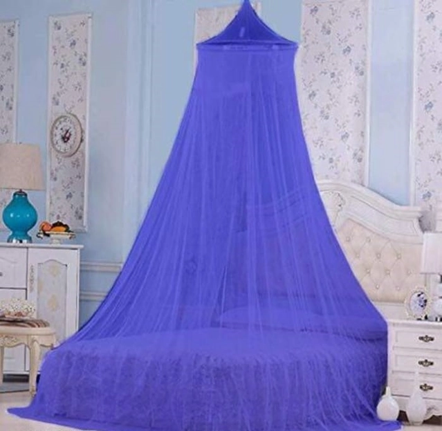 Polyester Round Mosquito Net (Navy Blue, 7x7 Feet)