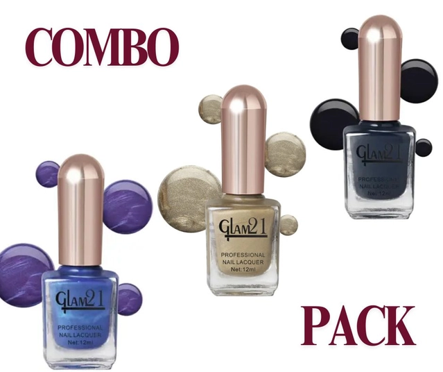 Glam21 Nail Polish (Multicolor, Pack of 3)