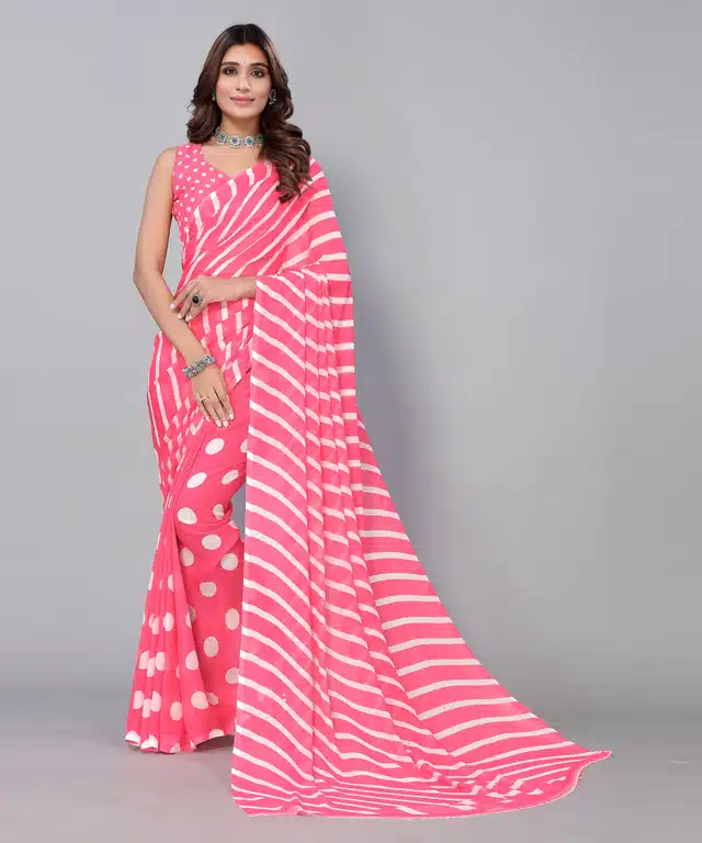 Women's Designer Saree With Blouse (Pink) (SD189)