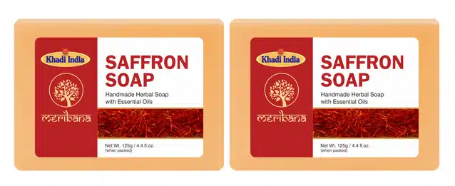 Meribana Handmade Saffron Bath Soap (Pack of 2, 125 g)