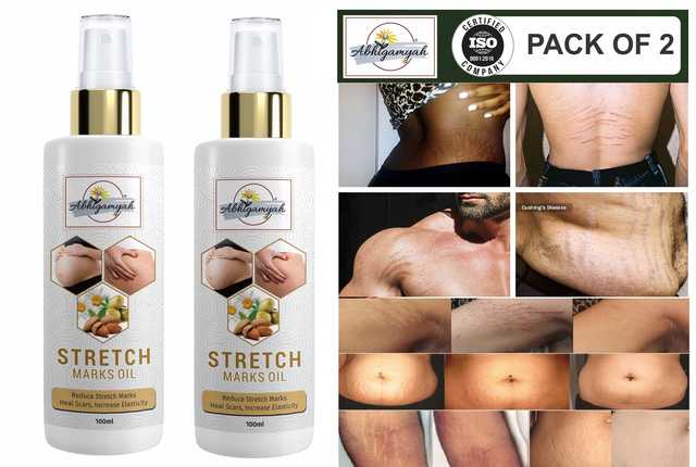 Abhigamyah Present Repair Stretch Marks Removal Natural Heal Pregnancy Breast, Hip, Legs, Mark Oil (100 ml, Pack Of 2) (A-989)