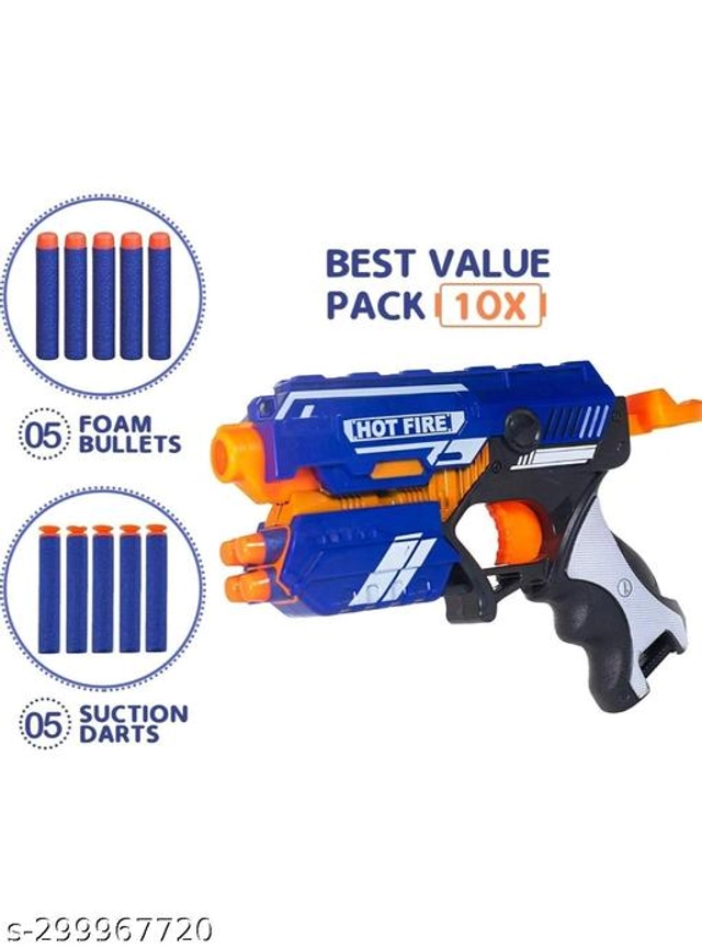 Bullet Gun Toy with 10 Pcs Foam Bullets for Kids (Blue & Orange)