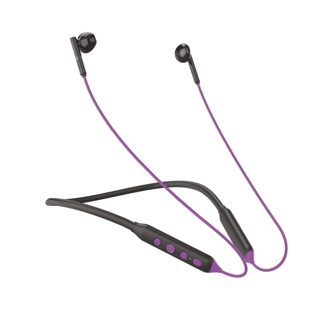 Portronics Wireless Bluetooth in-Ear Neckband with Mic (Purple & Black)