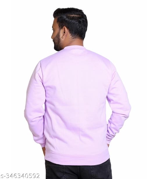 Fleece Printed Sweatshirt for Men (Lavender, M)