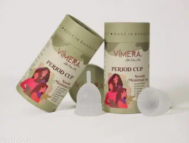 Vimera Silicone Women Menstrual Cups with Pouch (Assorted, S) (Pack of 2)