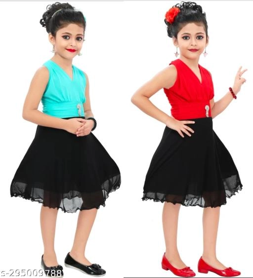 Net Frock for Girls (Multicolor, 0-3 Months) (Pack of 2)