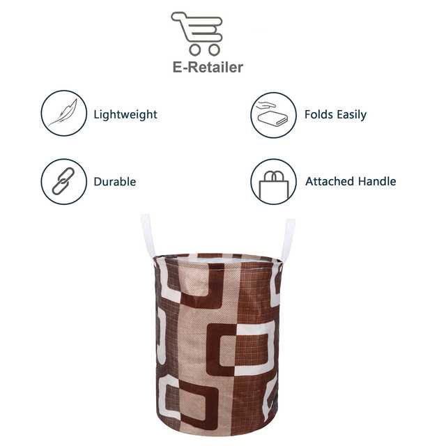 E Retailer Polyester Foldable Laundry Bag 45L (Brown, 17x14 Inches) (E-399)