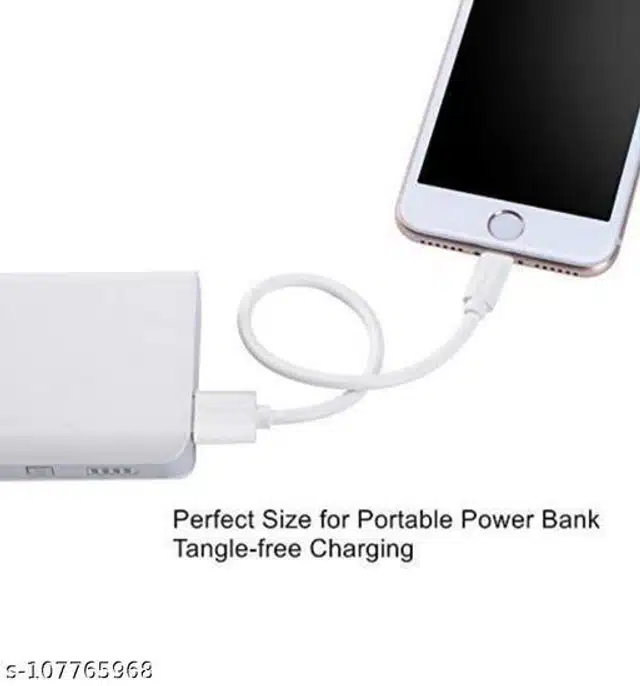 Power Bank Charging Cable for iPhone (White, 20 cm)