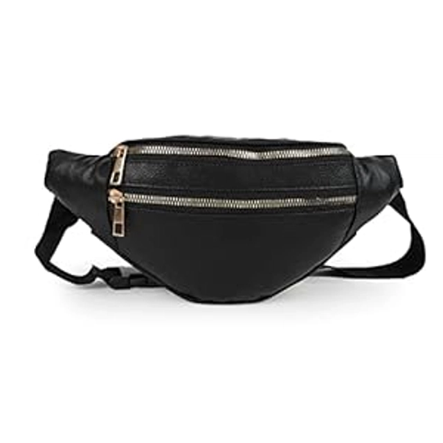 Leather Waist Bag for Women (Black)