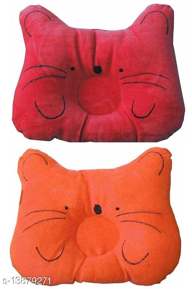 Cotton Pillows for baby(Pack Of 2) (Free Size, Red & Orange)