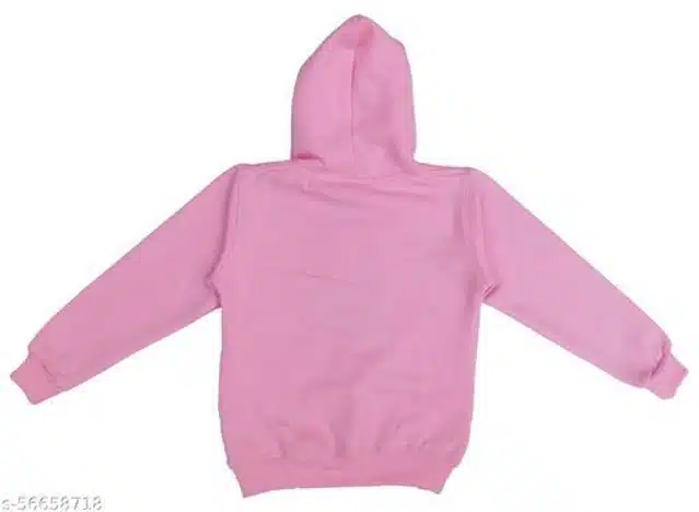 Fleece Printed Full Sleeves Hooded Sweatshirt for Girls (Light Pink, 2-3 Years)