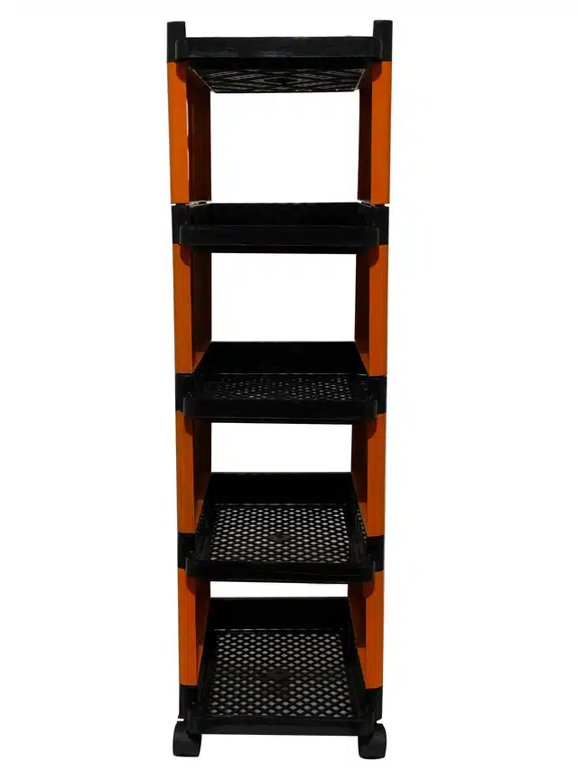 5 Layers Jaali Trolley for Kitchen (Orange)