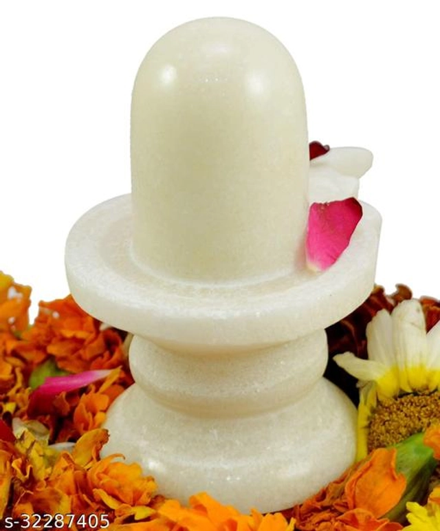 Marble Shivlinga Idol (White)