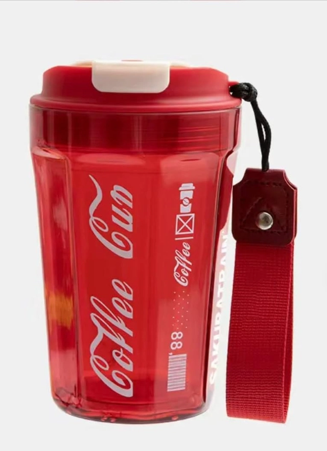 Plastic Coffee Mug with Lid (Red, 400 ml)