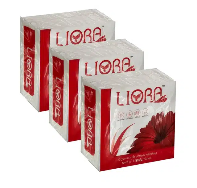 Liora 100 Pulls Paper Napkins (Pack of 3, 30x30 cm)