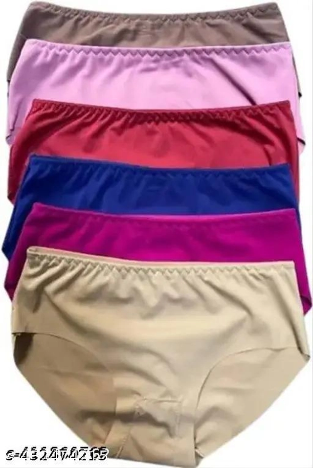 Silk Briefs for Women (Multicolor, S) (Pack of 6)