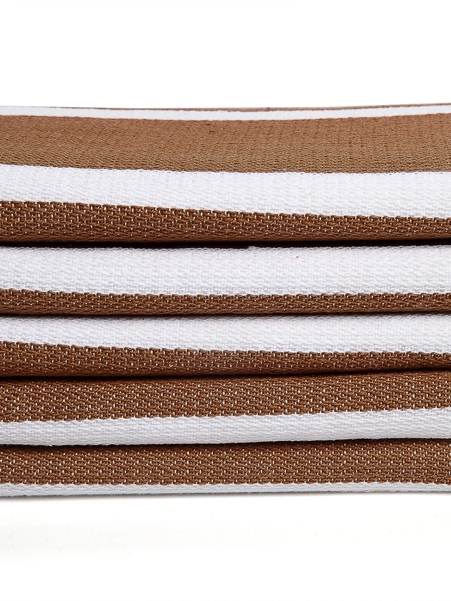 Cotton Striped Face & Hand Towels (Brown, Pack of 5 ) (34x14 inches)