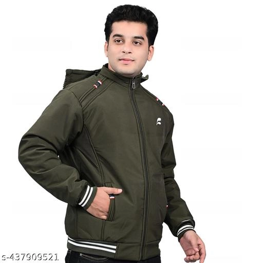 Polyester Jacket for Men (Olive, M)