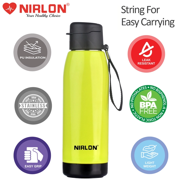 Nirlon PU Insulated Stainless Steel Water Bottles (Green, 750 ml)